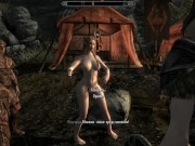 Preview 2 of Girl entertains soldiers with dancing and then fucks with them | Skyrim sex mods