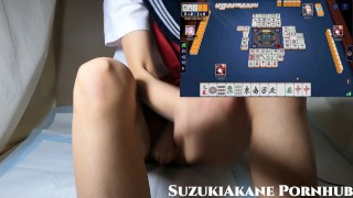 A neat Japanese schoolgirl pees her panties, masturbates and squirts more with her soiled panties!