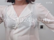 Preview 3 of Shower masturbation with naughty underwear and transparent blouse in the bath. I peed at the end.