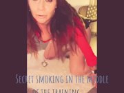 Preview 3 of BambiAmbita is smoking secretly in the middle of the training