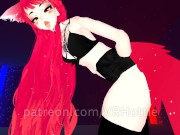 Preview 1 of Red Head Neko in Black Booty Shorts Strips Down Thigh High Hentai Choker Tail Play POV Lap Dance