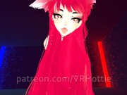 Preview 2 of Red Head Neko in Black Booty Shorts Strips Down Thigh High Hentai Choker Tail Play POV Lap Dance