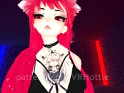 Preview 3 of Red Head Neko in Black Booty Shorts Strips Down Thigh High Hentai Choker Tail Play POV Lap Dance