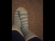 Preview 1 of Cute Fuzzy Striped Dirty Socks (No Audio)