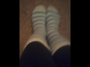 Preview 2 of Cute Fuzzy Striped Dirty Socks (No Audio)