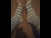 Preview 3 of Cute Fuzzy Striped Dirty Socks (No Audio)