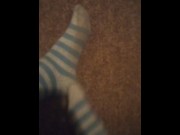 Preview 4 of Cute Fuzzy Striped Dirty Socks (No Audio)