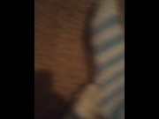 Preview 5 of Cute Fuzzy Striped Dirty Socks (No Audio)