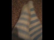 Preview 6 of Cute Fuzzy Striped Dirty Socks (No Audio)