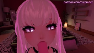 Beautiful POV Blowjob in VRchat - with lewd moaning and ASMR noises [VRchat erp, 3D Hentai]