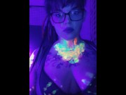 Preview 3 of Blacklight paint and blowing clouds teaser video