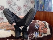 Preview 1 of Russian sports guy in sneakers jerks off his big cock