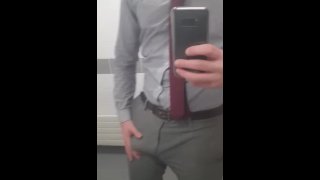 Stroking my cock in suit pants at work 