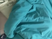 Preview 1 of Horny under covers wank followed by cum over belly by big dick