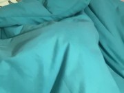 Preview 2 of Horny under covers wank followed by cum over belly by big dick