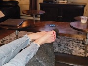 Preview 5 of Sexy feet and jeans with toe rings and red polish