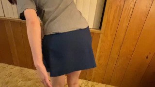 Step daughter begs for cum on her panties before school POV