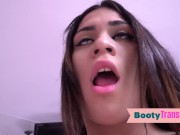 Preview 3 of Big booty latina tgirl blows before bareback