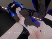 Preview 5 of Blue Haired Devil Succubus in Straps Blindfold Rides For Senpai Tattoos POV Lap Dance Hentai Robe