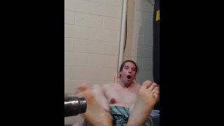 Two Girls torture studs oiled soles with heat gun after he says he's a bad ass and can handle it