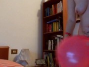 Preview 3 of Nicoletta rides these balloons to orgasm