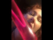 Preview 4 of My sticky cougar cum drips off the end of my bubble wand toy natural pussy