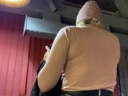 Preview 5 of A. Sky Plug (tail) in the ass, masturbate in the cafe and eat!
