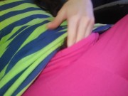 Preview 3 of PinkMoonLust flashes Hairy Parts Tomboy Dress SUDDEN FART FARTING pink tights leggings yoga pants