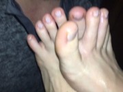 Preview 4 of Fucking my toes with the inside of his Foreskin, then he cums all over my feet & licks it all up