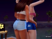 Preview 2 of Two Big Tits Fuck After a Beach Party - Sexual Hot Animations