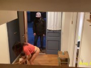 Preview 6 of The girl shows her cute nice ass to the food delivery guy