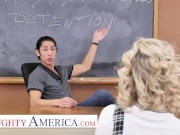 Preview 2 of Naughty America - Coco Lovelock feels naughty and fucks her Professor in detention