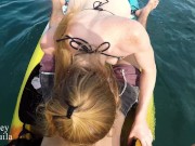 Preview 6 of Fit girlfriend sucks and rides my dick out on the water - Risky public sex