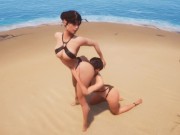 Preview 1 of Standing Lesbian Licking Form Back in Beach