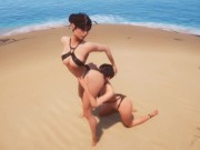 Preview 3 of Standing Lesbian Licking Form Back in Beach