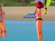 Preview 2 of Smash Stars Mythra & Pyra watch Morag's mandatory gangbang at the Radiant Beach