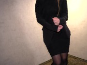 Preview 1 of beauty in sexy bodycon dress dances slowly - satisfies you with intense blowjob and cowgirl creampie