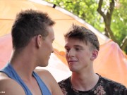 Preview 1 of Handsome twinks go camping! and fuck passionate and bareback outdoors!