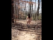Preview 4 of Nudist Goth girl streaking in public park nature walk