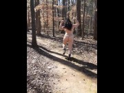 Preview 5 of Nudist Goth girl streaking in public park nature walk