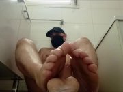 Preview 3 of Man masturbating a dildo with his pretty feet
