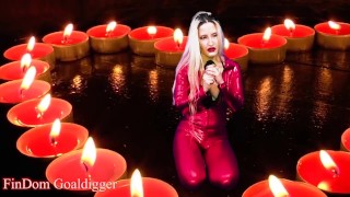 Jerk off On My Sexy Red Catsuit Before locked in Chastity