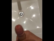 Preview 2 of Bathroom sink very quick Jackoff with Big Cumshot