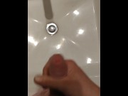 Preview 4 of Bathroom sink very quick Jackoff with Big Cumshot