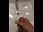 Preview 5 of Bathroom sink very quick Jackoff with Big Cumshot