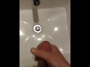 Preview 6 of Bathroom sink very quick Jackoff with Big Cumshot