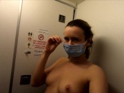 Preview 4 of Exhibitionist Girl Miss4motivated naughty in the plane toilet