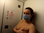 Preview 5 of Exhibitionist Girl Miss4motivated naughty in the plane toilet
