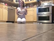 Preview 4 of She cleans the floor and her clothes disappear! Jerk off and cum before she's done
