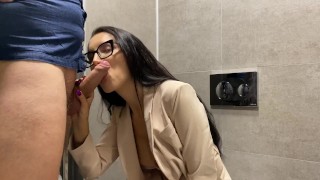 Secretary wants to make Boss happy and gets covered in Cum on her face and Tits